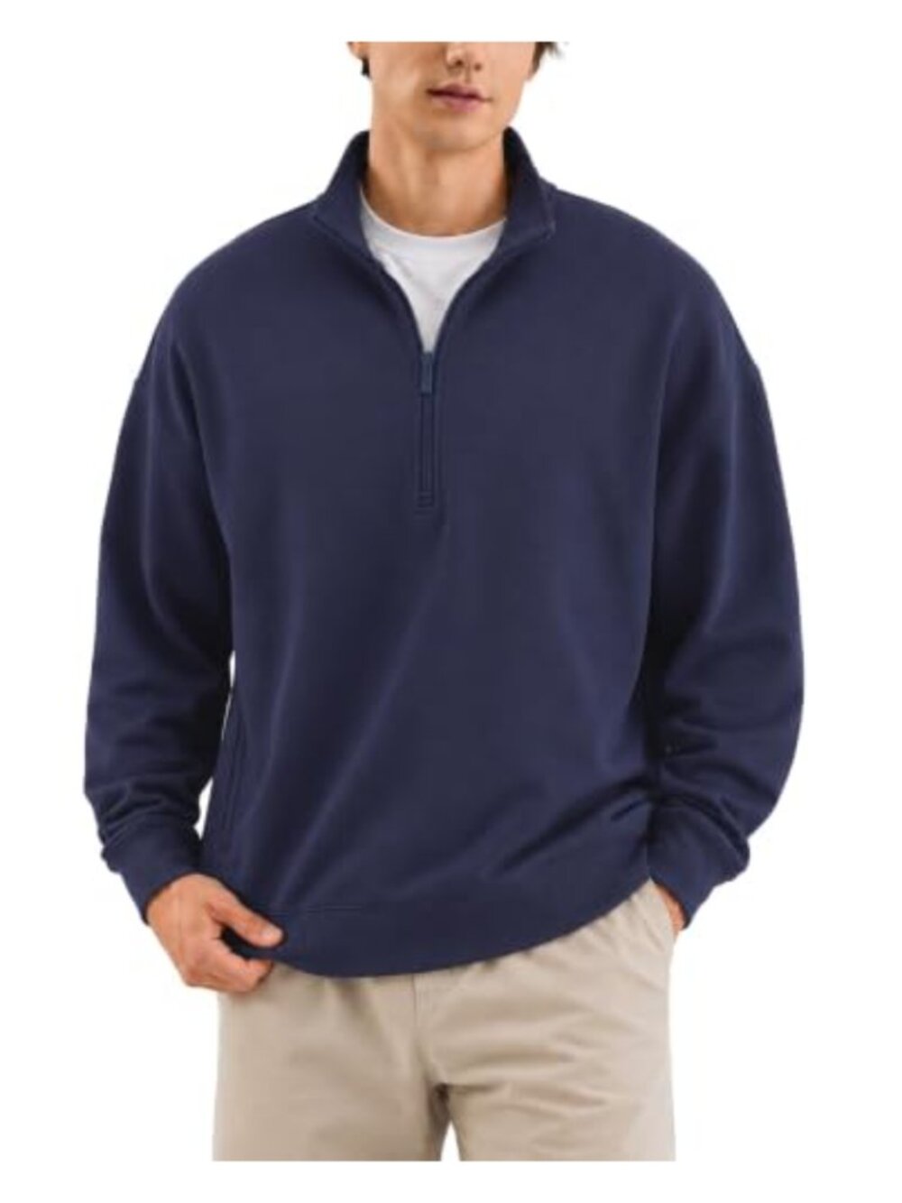 Men's Heavyweight Quarter Zip Fleece Sweatshirt Oversized Pullover